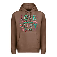 Chestnut love more worry less Premium Hoodie - RacoonDesign