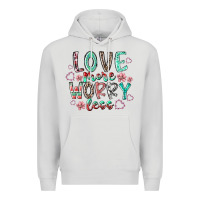 Dove Grey love more worry less Premium Hoodie - RacoonDesign
