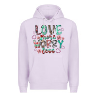 Lilac love more worry less Premium Hoodie - RacoonDesign