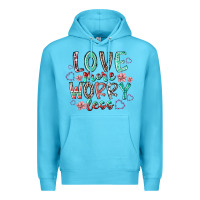 Ocean Blue love more worry less Premium Hoodie - RacoonDesign