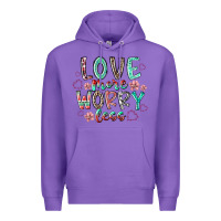 Purple love more worry less Premium Hoodie - RacoonDesign