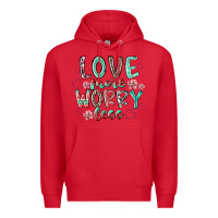Red love more worry less Premium Hoodie - RacoonDesign
