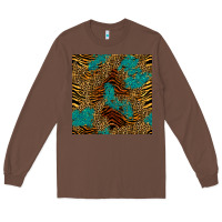 Chestnut tiger leopard turquoise glitter seamless pattern Long Sleeve Tee - BundleAndBundleShop