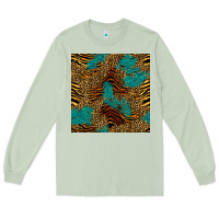 Matcha tiger leopard turquoise glitter seamless pattern Long Sleeve Tee - BundleAndBundleShop