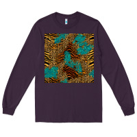 Plum tiger leopard turquoise glitter seamless pattern Long Sleeve Tee - BundleAndBundleShop
