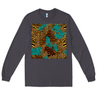 Smoke tiger leopard turquoise glitter seamless pattern Long Sleeve Tee - BundleAndBundleShop