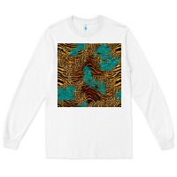 White tiger leopard turquoise glitter seamless pattern Long Sleeve Tee - BundleAndBundleShop