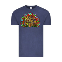Vintage Denim christmas rainbow with leopard cactus Vintage Tee - RanaPortraitStore