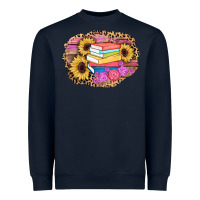 Navy books sunflower back to school background Heavyweight Sweatshirt - AdoDesignShop