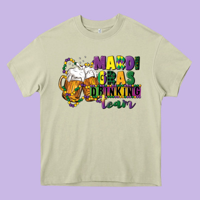Mardi Gras Drinking Team 12 Inches 300 Dpi Heavy Core Tee Designed By Cowgirlartshop