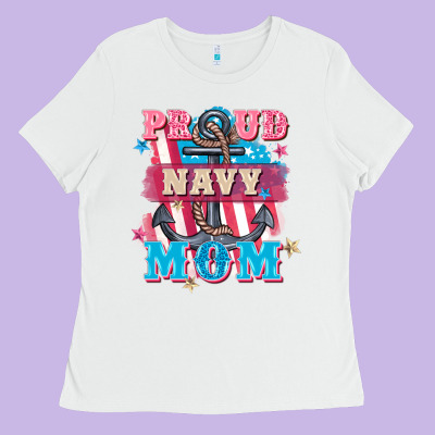 Proud Navy Mom Mother's Day Ladies Tee Designed By Fadigitalartstudio