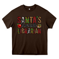 Chocolate Brown santa's favorite librarian Heavy Core Tee - Jasminsmagicworld