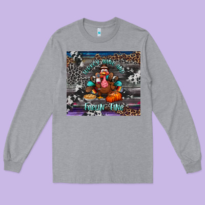 Turkey Wine And Feelin Fine Tumbler Long Sleeve Tee Designed By Bundleandbundleshop