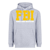 Heather Grey FBI, Female Body Inspector Funny Heavyweight Hoodie - DesigneFamous
