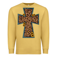 Antique Gold leopard sunflower cross Premium Sweatshirt - JahusDesignShop