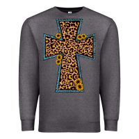 Charcoal Heather leopard sunflower cross Premium Sweatshirt - JahusDesignShop