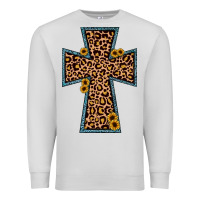 Dove Grey leopard sunflower cross Premium Sweatshirt - JahusDesignShop