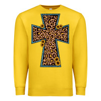 Leopard Sunflower Cross Premium Sweatshirt | Teevron