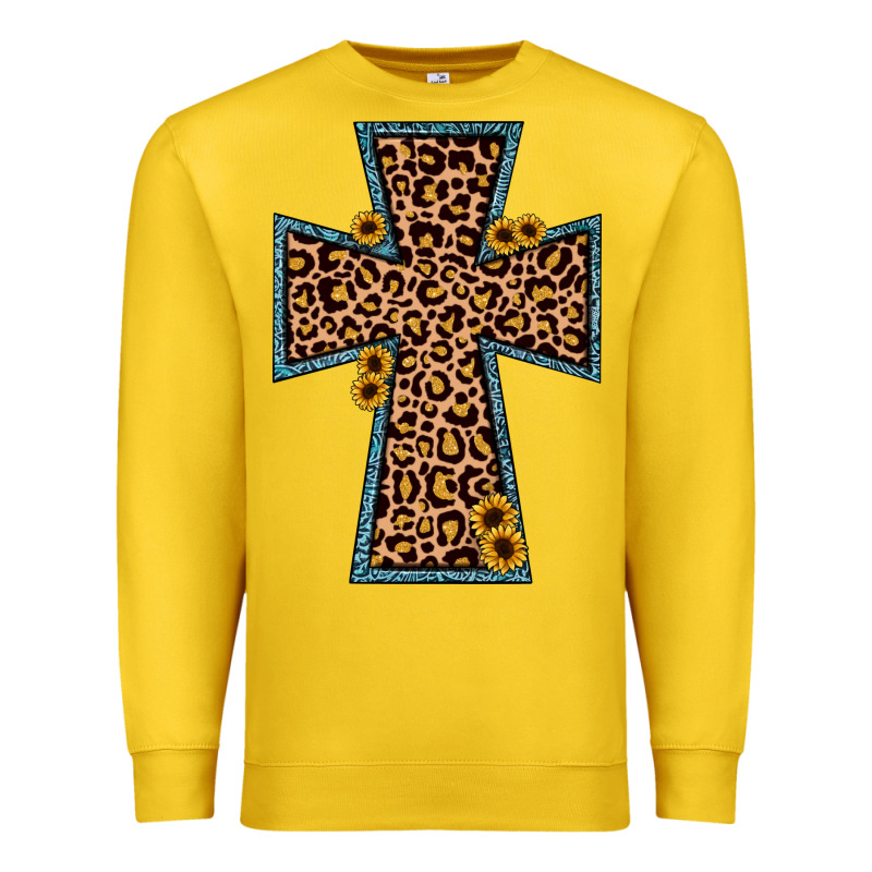 Leopard Sunflower Cross Premium Sweatshirt by JahusDesignShop | Teevron