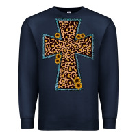 Navy leopard sunflower cross Premium Sweatshirt - JahusDesignShop