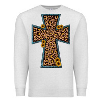 Oatmeal Heather leopard sunflower cross Premium Sweatshirt - JahusDesignShop