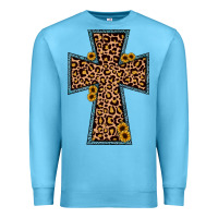 Ocean Blue leopard sunflower cross Premium Sweatshirt - JahusDesignShop
