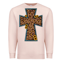 Pale Pink leopard sunflower cross Premium Sweatshirt - JahusDesignShop