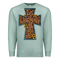 Seafoam leopard sunflower cross Premium Sweatshirt - JahusDesignShop