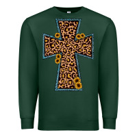 Sports Green leopard sunflower cross Premium Sweatshirt - JahusDesignShop