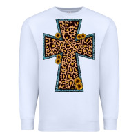 White leopard sunflower cross Premium Sweatshirt - JahusDesignShop