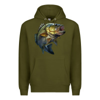 Army Green jumping bass Premium Hoodie - LillyAllenDesigns