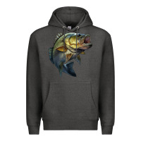 Charcoal Heather jumping bass Premium Hoodie - LillyAllenDesigns