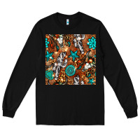 Black western gemstone aztec seamless pattern Long Sleeve Tee - BundleAndBundleShop