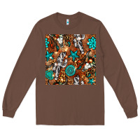 Chestnut western gemstone aztec seamless pattern Long Sleeve Tee - BundleAndBundleShop