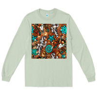 Matcha western gemstone aztec seamless pattern Long Sleeve Tee - BundleAndBundleShop
