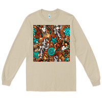Mushroom western gemstone aztec seamless pattern Long Sleeve Tee - BundleAndBundleShop