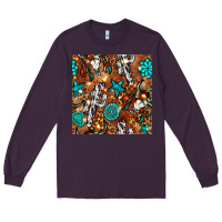 Plum western gemstone aztec seamless pattern Long Sleeve Tee - BundleAndBundleShop