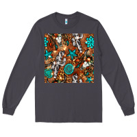 Smoke western gemstone aztec seamless pattern Long Sleeve Tee - BundleAndBundleShop