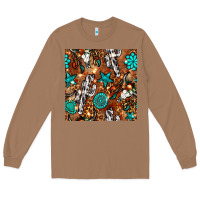 Toasted Coconut western gemstone aztec seamless pattern Long Sleeve Tee - BundleAndBundleShop