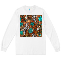 White western gemstone aztec seamless pattern Long Sleeve Tee - BundleAndBundleShop