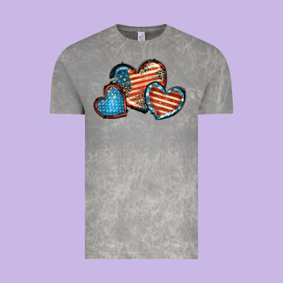 American Flag Hearts 4th Of July Vintage Tee Designed By Fadigitalartstudio