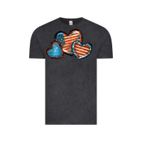 Vintage Black American flag hearts 4th of july Vintage Tee - FaDigitalArtStudio