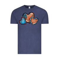 Vintage Denim American flag hearts 4th of july Vintage Tee - FaDigitalArtStudio