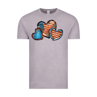 Vintage Zinc American flag hearts 4th of july Vintage Tee - FaDigitalArtStudio