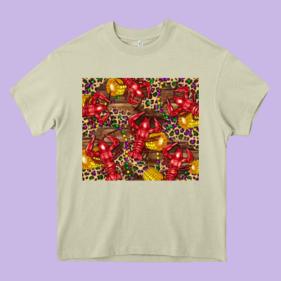 Mardi Gras Crawfish Heavy Core Tee Designed By Cowgirlartshop