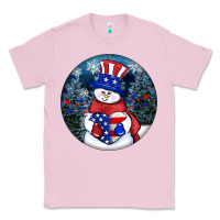 Bubblegum Pink Patriotic snowman ornament 4th of july Classic Tee - HowdyJamesFarm