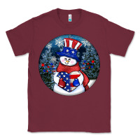 Burgundy Patriotic snowman ornament 4th of july Classic Tee - HowdyJamesFarm