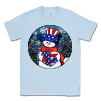 Dusty Blue Patriotic snowman ornament 4th of july Classic Tee - HowdyJamesFarm
