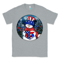 Heather Grey Patriotic snowman ornament 4th of july Classic Tee - HowdyJamesFarm