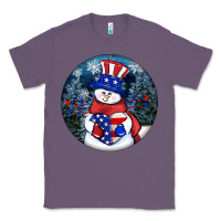 Lavender Patriotic snowman ornament 4th of july Classic Tee - HowdyJamesFarm